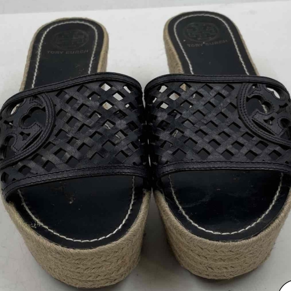 Tory Burch Black Espadrilles Platform Sandals